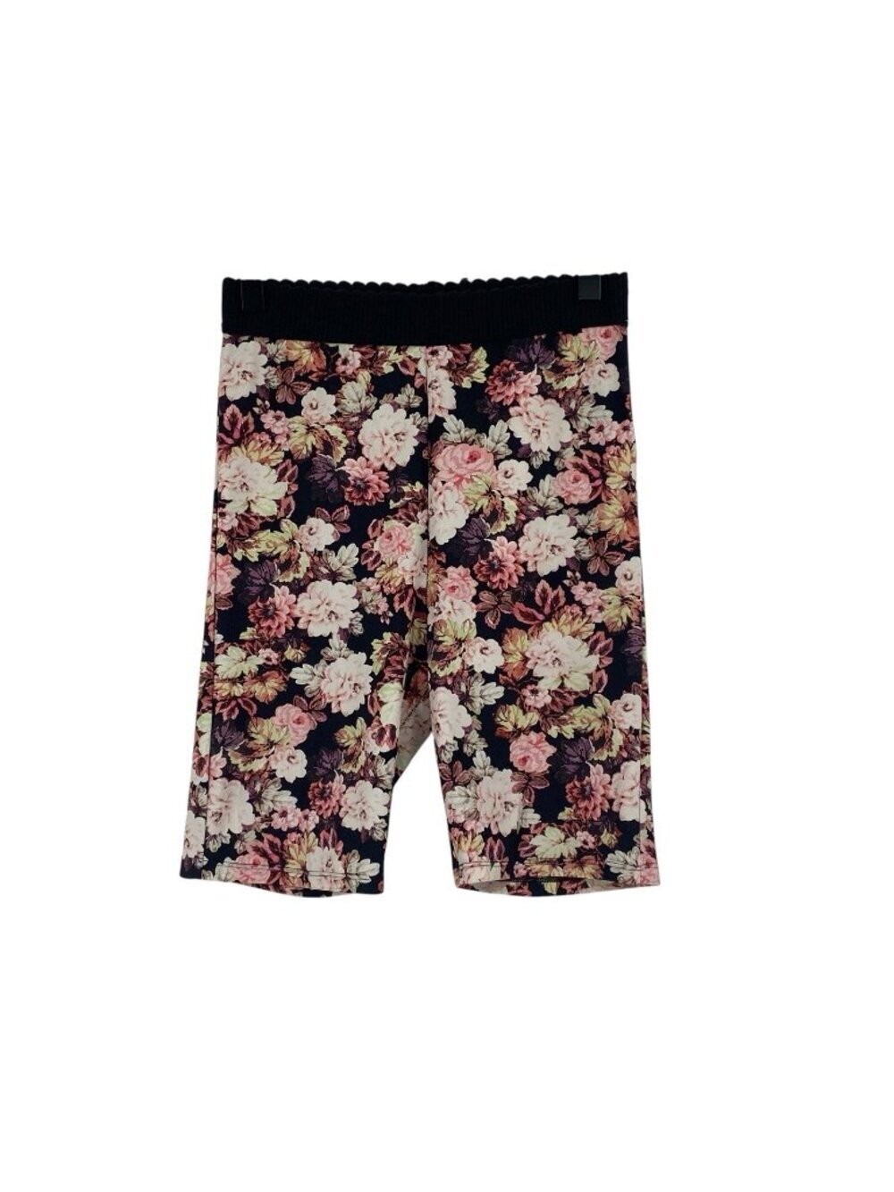 For Love & Lemons Size S Black Tiffany Biker Shorts Floral 7" Inseam Yoga Gym